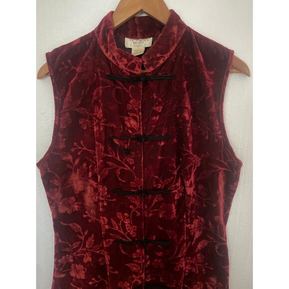 Vintage 90's VICTORIA'S SECRET Collection Velvet Burnout Cheongsam Dress GOTH L - Picture 4 of 12